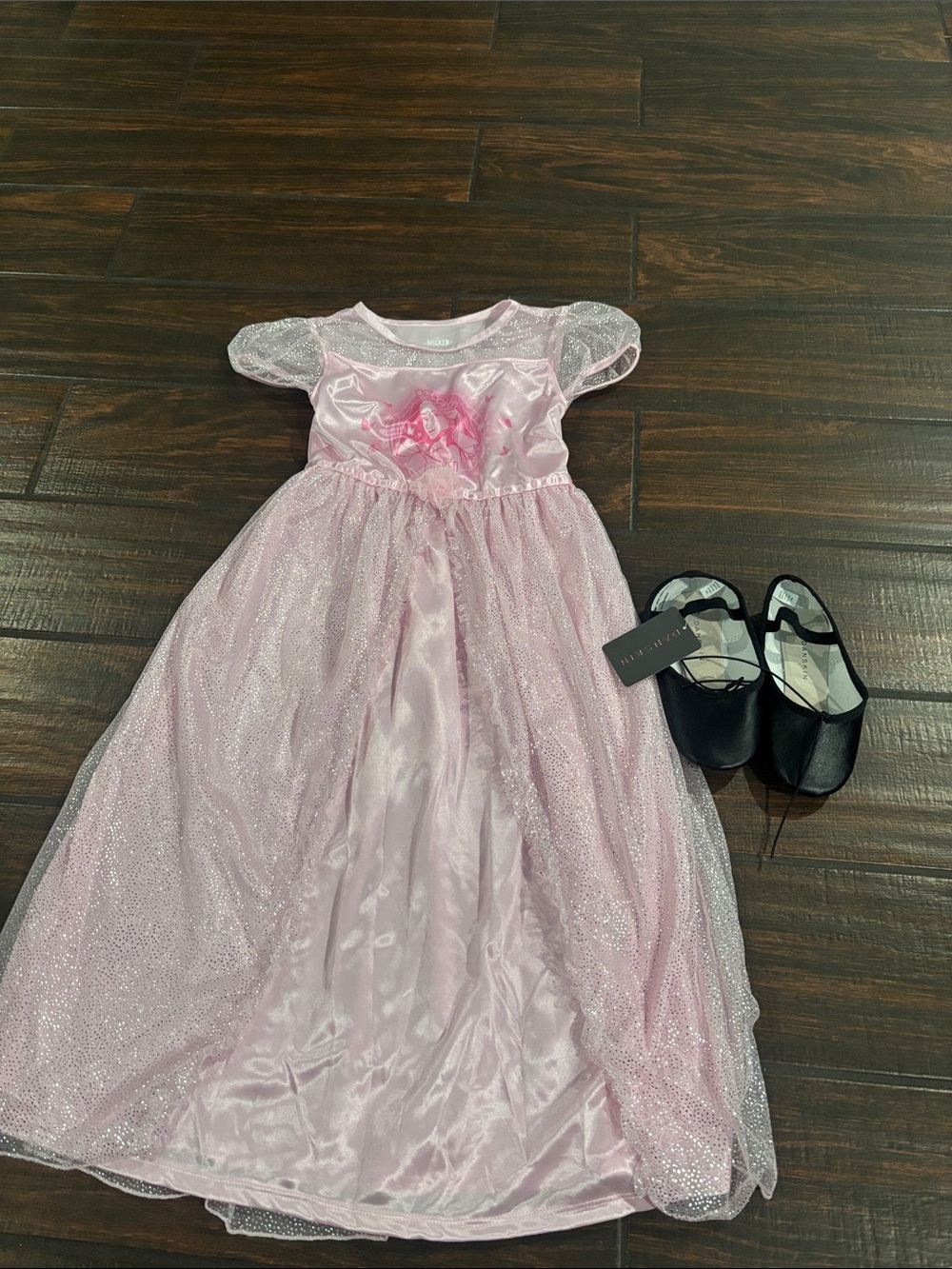 Girls' Pink Sparkle princess dress and ballet slippers